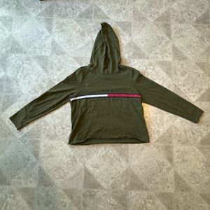 Tommy Hilfiger Green Embroidered Cropped-Fit Sweatshirt